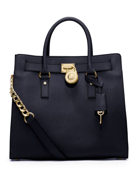 michael kors black hamilton handbag|michael kors saffiano tote large.